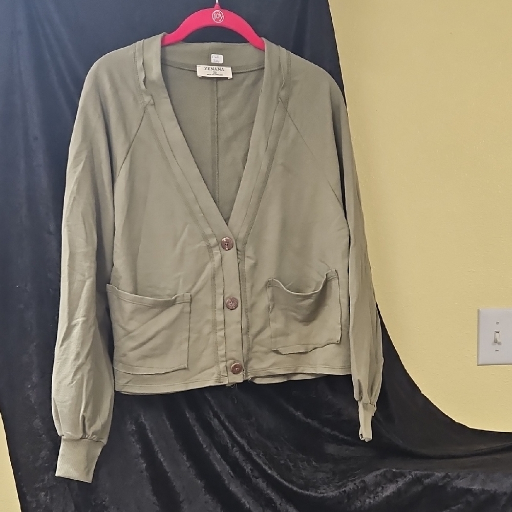 Zenana Outfitters Sage Green Knit Cardigan